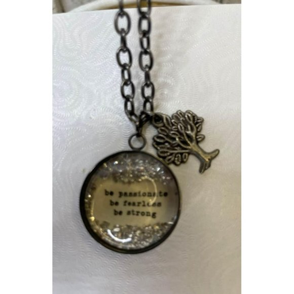 Charm Necklace Glitter Charm 25mm 18”lnch Affirmation Handmade 🖤 - Picture 3 of 7